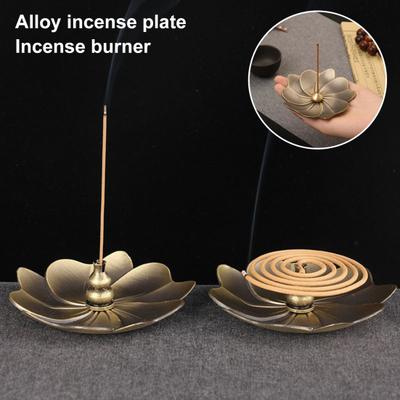 Incense Burner Sticks Incense Holder Brass Lotus Shape Detachable Ash Catcher Smooth Heat Resistant Home Decoration Supplies