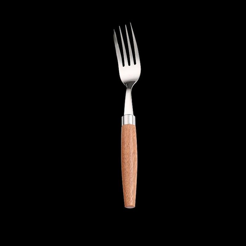 Four-piece Set of 304 Stainless Steel Knives Forks and Spoons with Limu Handles and Titanium-plated Metal Tableware
