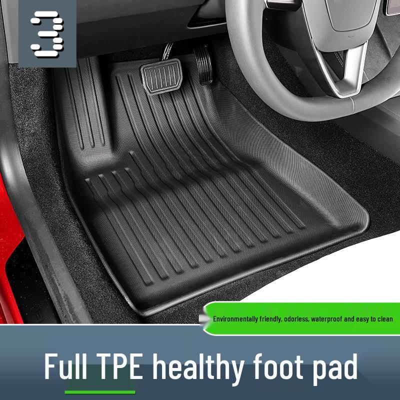 Eco-Friendly TPE Floor Mats for 2023 Tesla Model 3 - All-Weather Piano Style