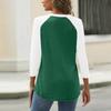 Women's Fashion Casual Raglan Sleeve Colorblock V-Neck Three-quarter Sleeve Decorative Button T-shirt Top