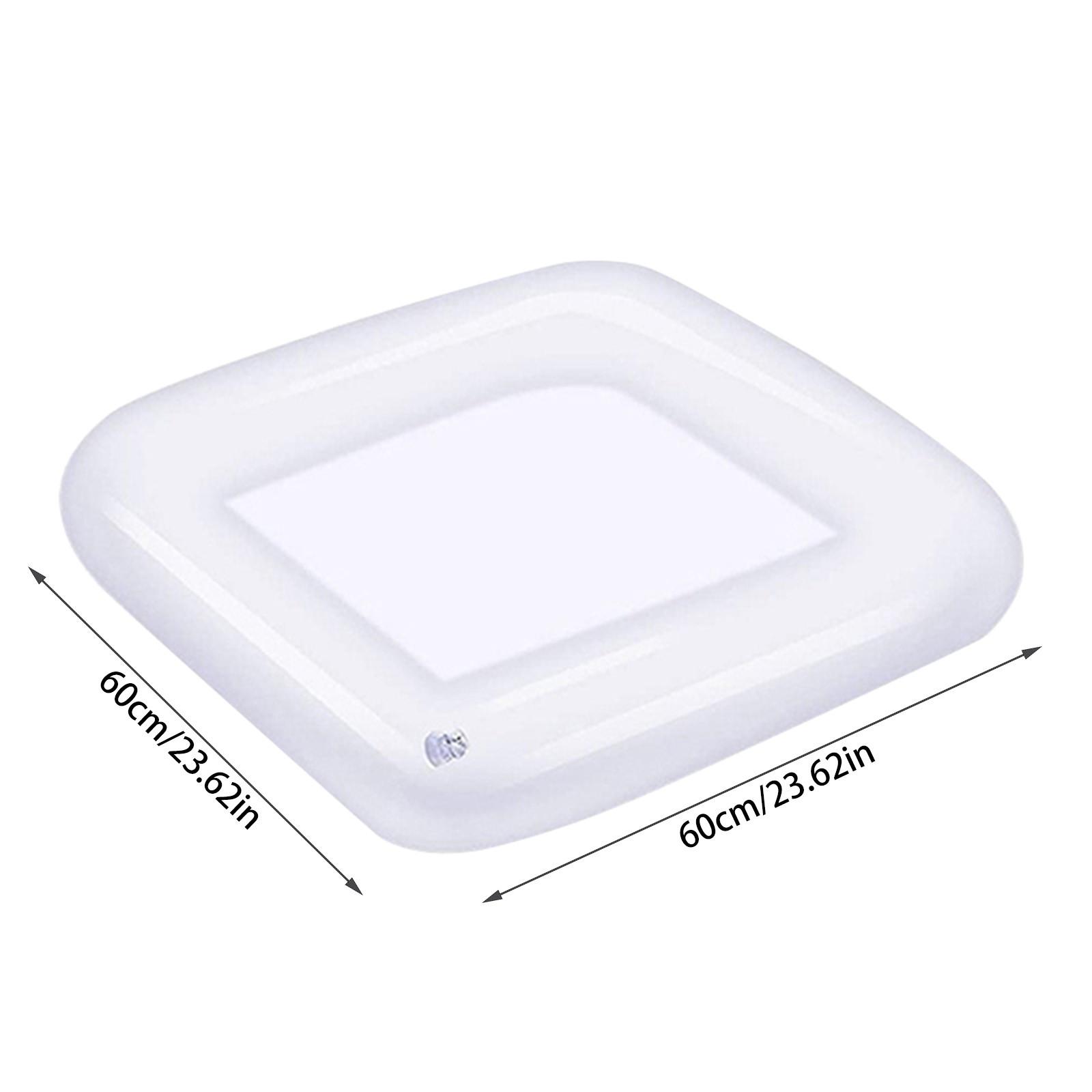 

23.62IN Square Inflatable Ice Serving Buffet Bar - Food & Drinks Cooler Serving Tray For Summer Party Picnic & Camping, White