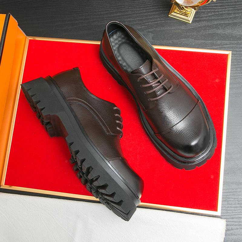 

Модная итальянская мужская повседневная обувь, модная толстая подошва, элегантные формальные туфли, мужские роскошные оригинальные туфли дерби, мокасины, деловая обувь 41 коричневый