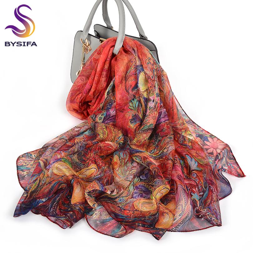 

[BYSIFA] Green Pink 100% Mulberry Silk Scarf Cape Winter Peony Design Chiffon Long Scarves Beach Shawl Ladies Scarves Echarpes