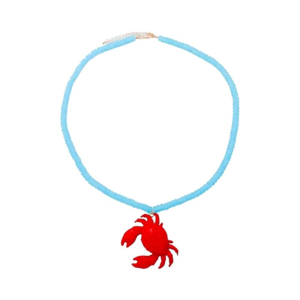 New Beaded Pendant Crab Necklace Enamel Crab Childishness Design Boho Necklace Boho Style Beach Necklace Summer Accessory