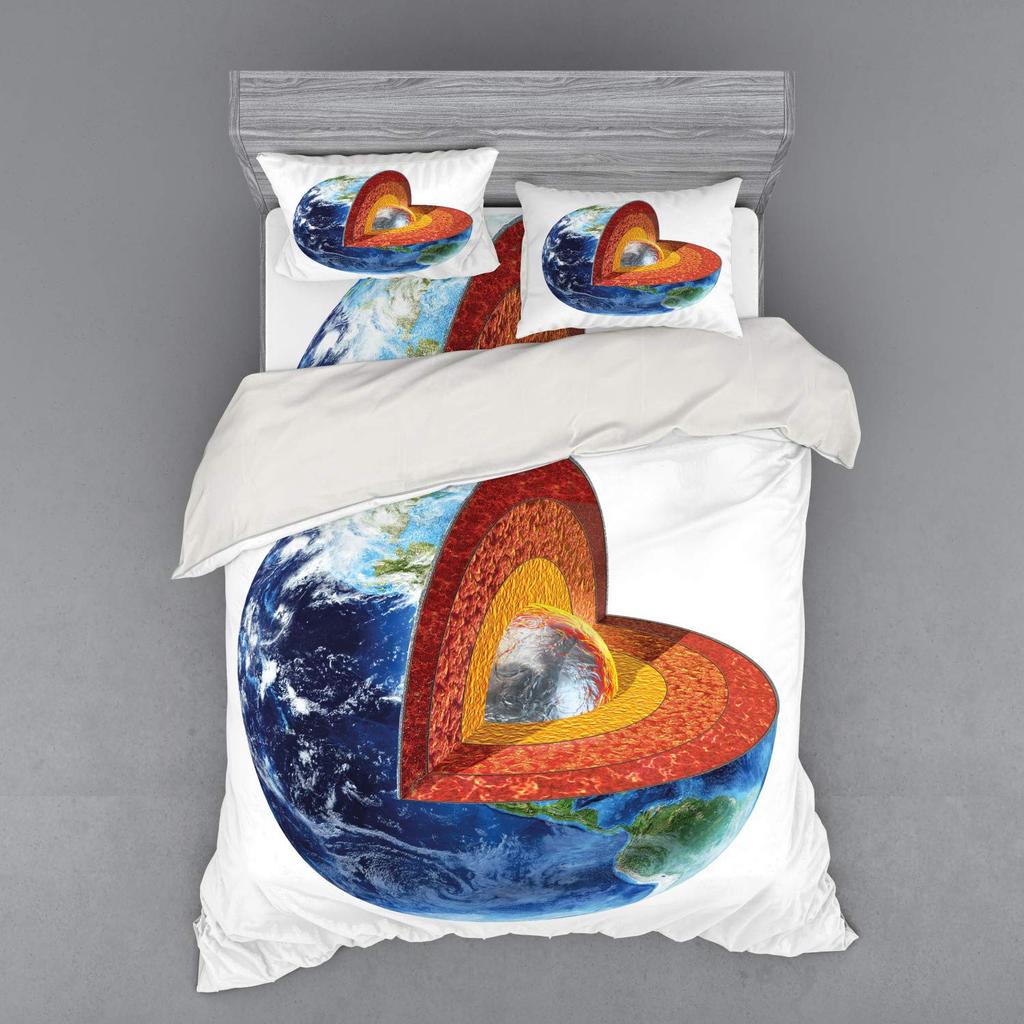 Earth Duvet Cover for Kids Boys Girls Teens Lightweight Down Quilt Covers Bedroom Decor 2 Pillowcases 1 Duvet Cover No Comforter