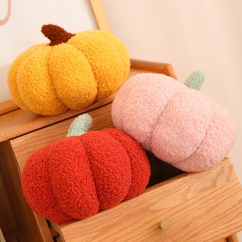 Creative Patchwork Pumpkin Pillow - Plush Cushion for Bed Backrest, Christmas Decoration.
