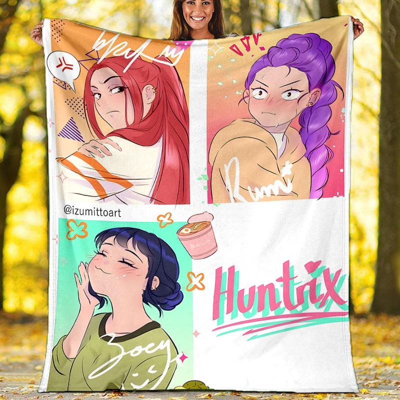 1pc KPop8 Theme Blanket - Digital Print, Polyester, Cozy for All Seasons, Perfect for Outdoor, Camping, and Travel