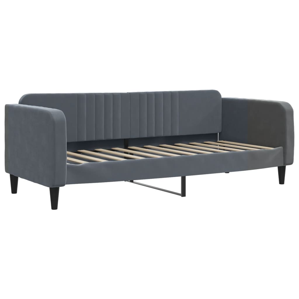 Extendable Daybed with Drawers Dark Grey 90x190 Cm Velvet