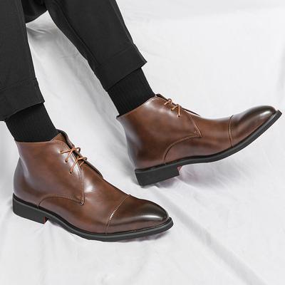Men Boots Fashionable Chelsea Boots European-style Lace-up Business Office High-end Leather Boots Outdoor Training Boots 38-48
