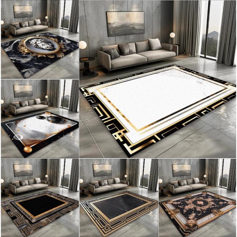 European Style Carpet for Living Room Black Marble Decor Sofa Area Large Rugs Hotel Hall Floor Mats Home Modern Decoration Rugs