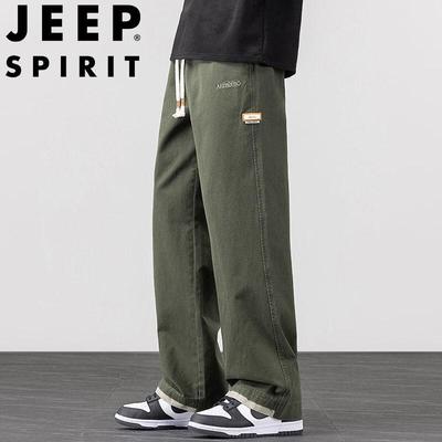 JEEP SPIRIT Męskie luźne spodnie sportowe casual z prostą nogawką