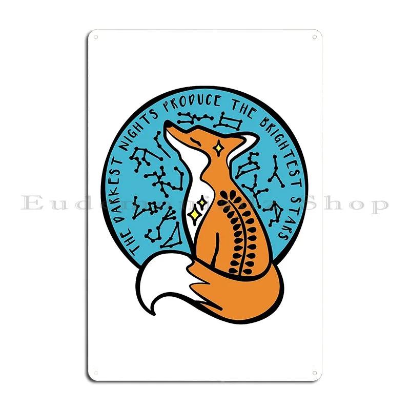 Celestial Fox Star Sign Quote Space Star Fox Turquoise Nature Star Sign Constellation Metal Sign Plaques Vintage Printed Cinema