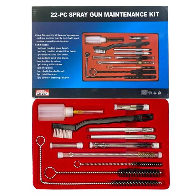 

Набор для чистки пневматического распылителя, набор из 22 щеток для чистки, набор инструментов для технического обслуживания, набор для чистки щеток и масла, профессиональный набор