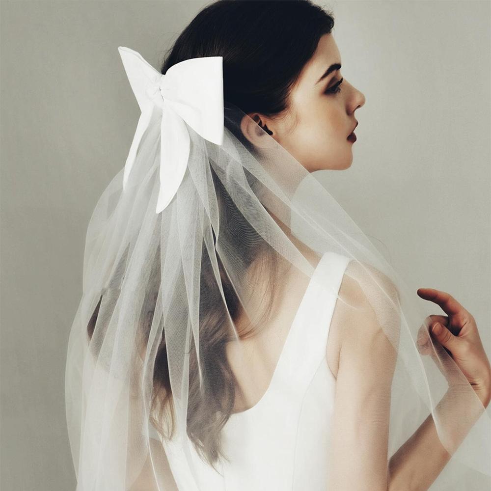 Bride Bow Veil Bachelorette Party Weekend Girls Trip Bridal Shower Bride To Be Hair Clip Beach Wedding Bridesmaid Proposal Gift