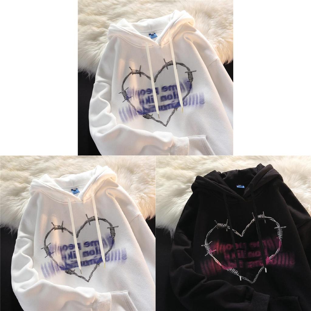 Streetwear Hoodie For Women With Letter Print Polyester Long Sleeve Casual Sweater