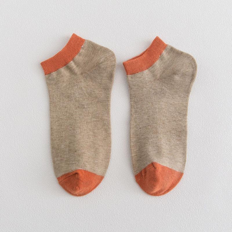 Men Spring and Summer New Products Simple Tie Color Cotton Breathable Boat Socks