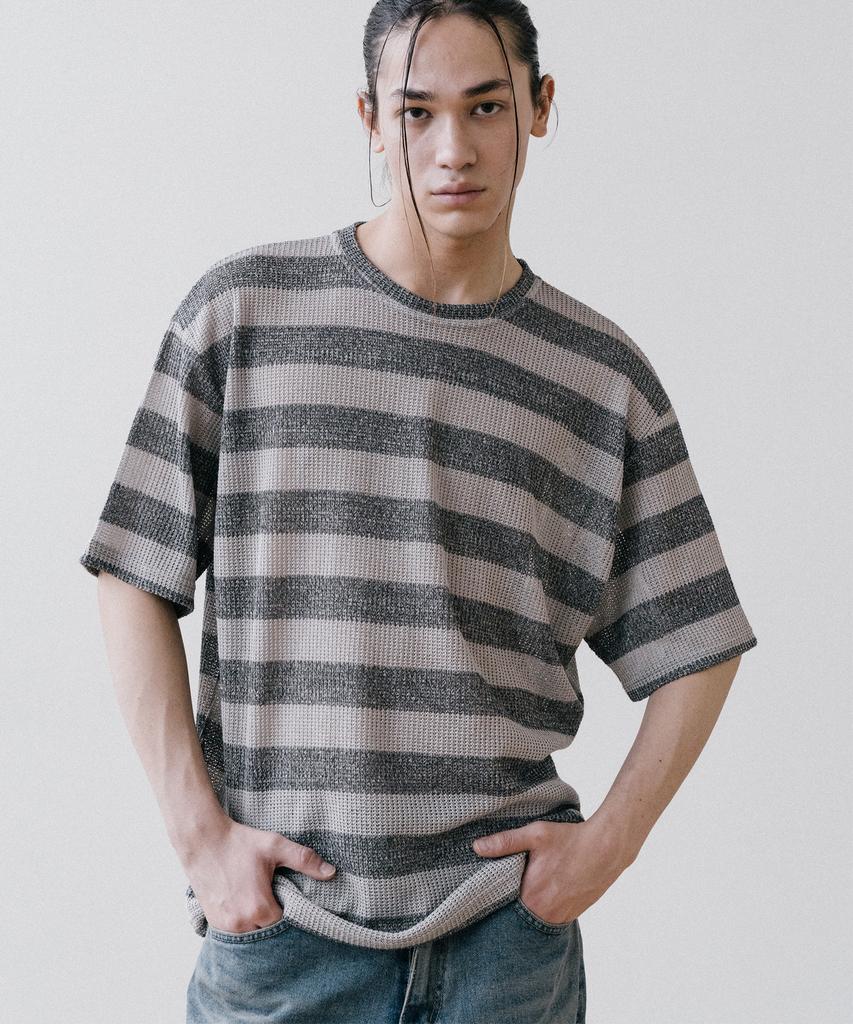 VASTIC Stripe Half Hazzi Knit_Khaki