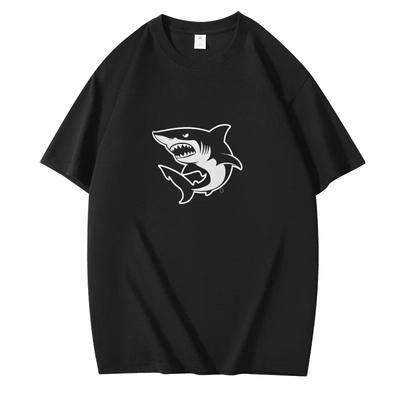 2025 nouvelle illustration de requin stylisée T-shirt pur confort coupe décontractée