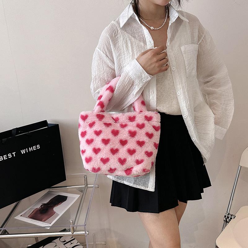 Plush Bag Women's 2025 Korean Version of Spring New Fashion Mao Mao Tote Bag Women's Foreign Style Small Fresh Girl Shoulder Bag