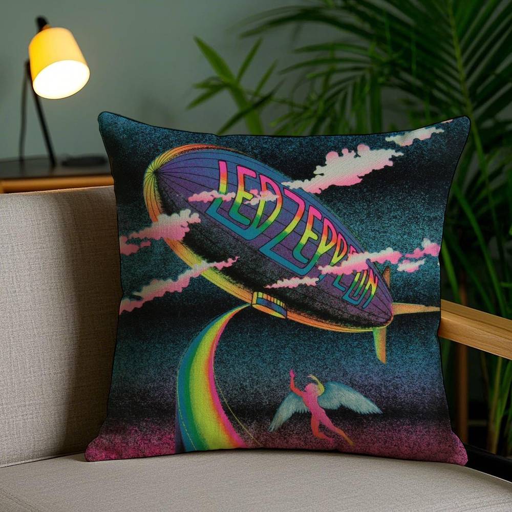 L-Led Z-ZeppelinS Pillow Case Sofa Short Plush Double-sided HD Printing Room Home Office Gift Cushion Cover