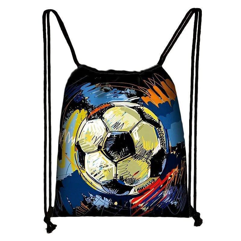 3pcs Football Pattern Drawstring Bags with Practical Pockets, Easy To Carry Football Training Bags