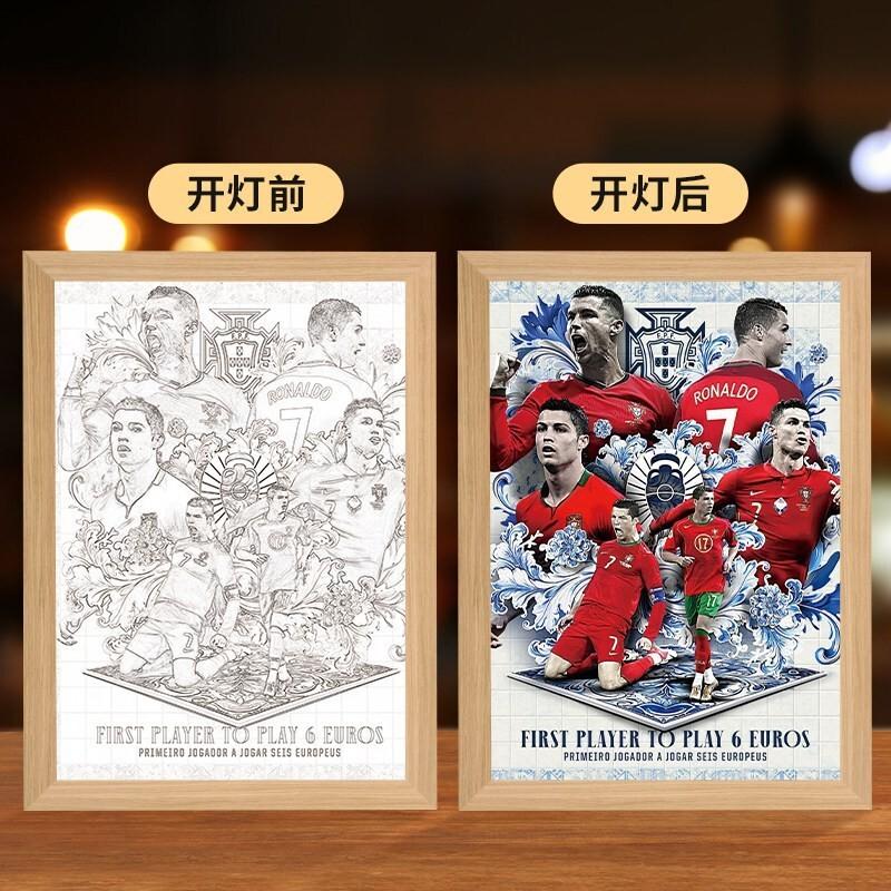 CR7 Light Painting LED Lamp Cool Gift for Football Fans Boy Boyfriend Dad