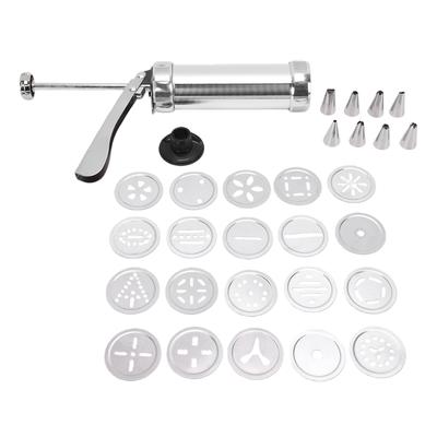 Cookie Press Gun Kit 20 Cookie Discs 8 Icing Nozzles Biscuit Maker Machine for Baking Holiday Family Kitchen 20 Discs 8