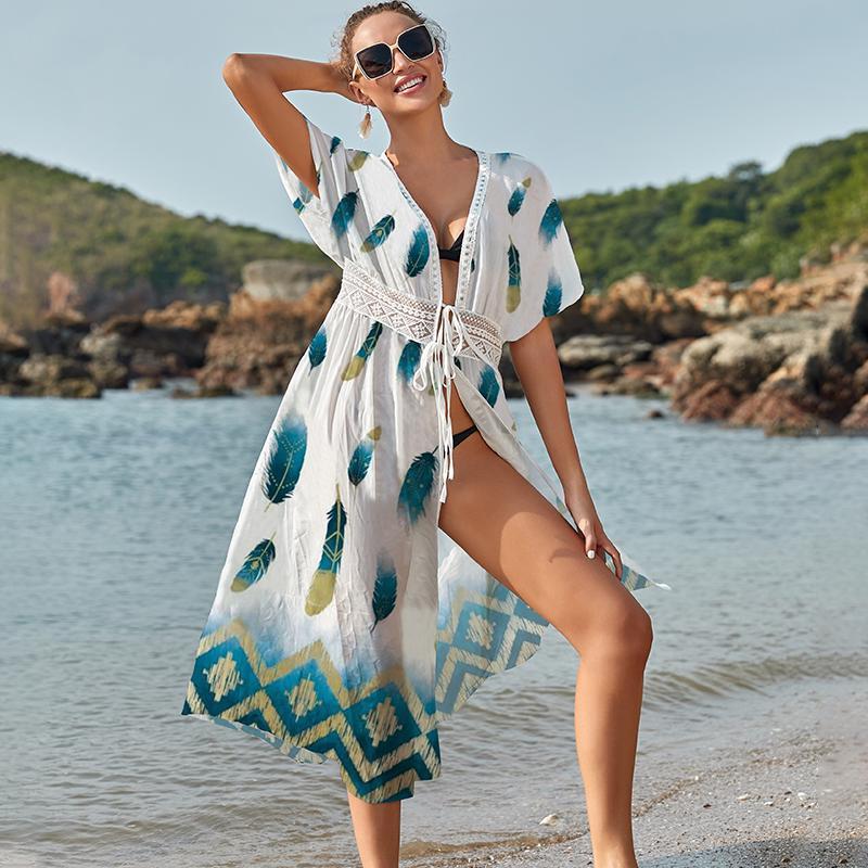 Kimono Kaftan Para La Playa Kimono Mujer L-Peach Vestido Cover Up