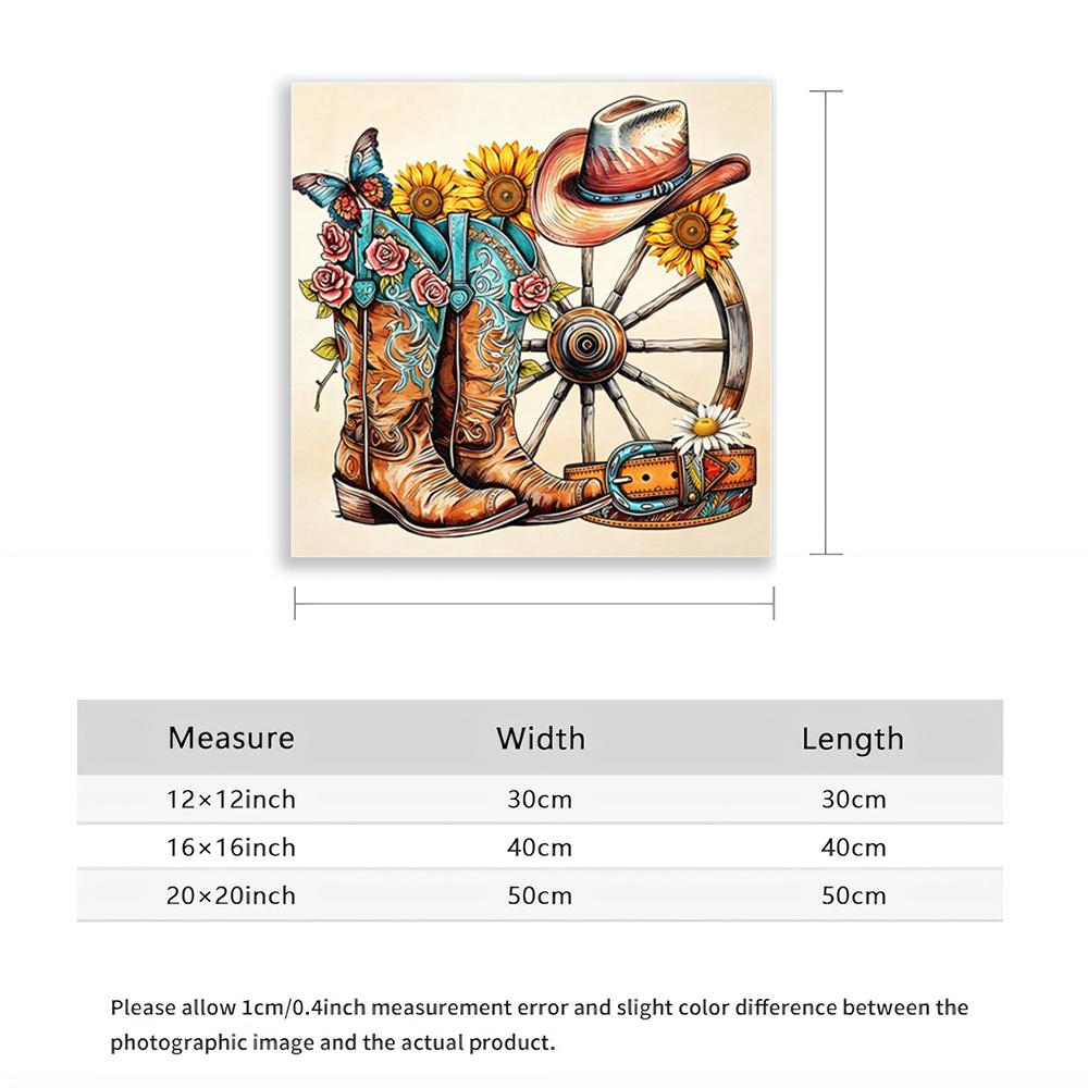 5D Diamond Painting Western Cowboy Boots Sunflowers DIY Craft Home Wall Decor Kit