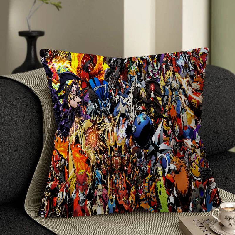 Cartoon B-Digimon Pillow Covers Cartoon Sofa Decorative Home Double-sided Printing Short Plush Cute Cushion Cover