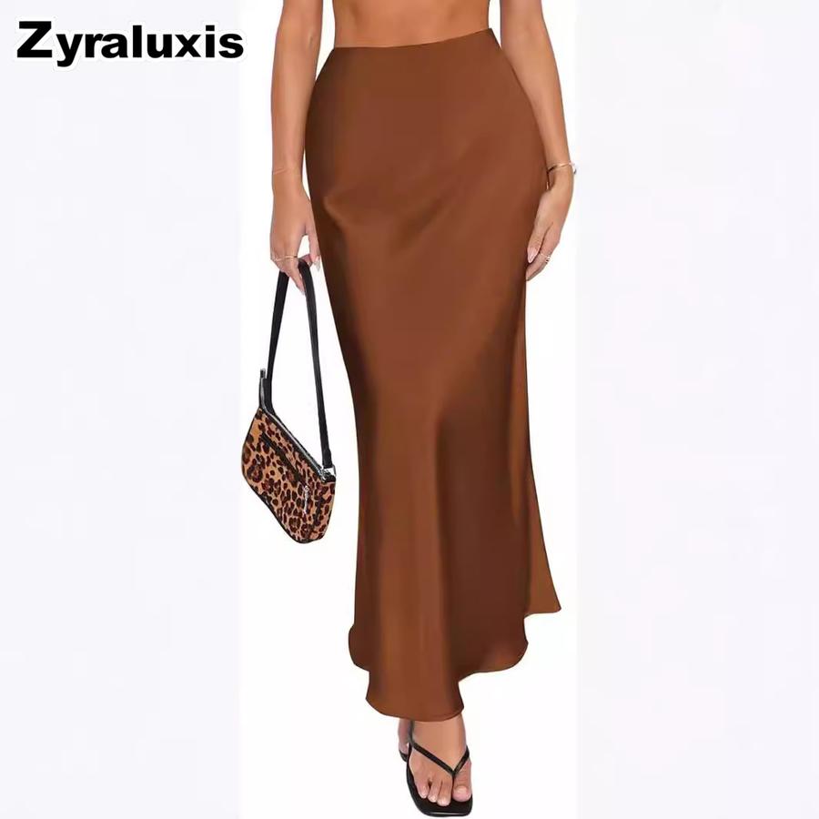 Summer High Waist Fishtail Satin Wrap Pencil Skirt