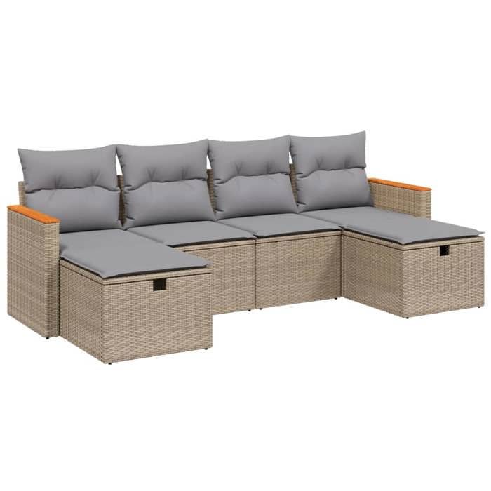 VidaXL Garden Lounge Set with Cushions 6 Pcs, Patio Sofas, Patio Furniture Set, Outdoor Furniture, Mix 3265343