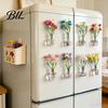 Space-saving Plant Container 1/8/10Pcs Vertical Greenery Vase Magnetic Mini Clear Glass Propagation Planter with Faux Flowers Dorm Room Decor Office