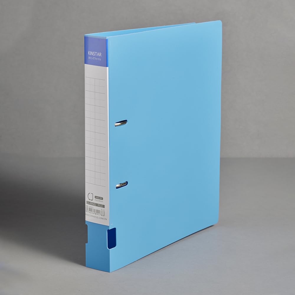 Kinstar Ring Binder A4S Vertical File Arch Type 200 Sheet Capacity A4 Binder PP Blue 2-Hole 4-Book D-Ring