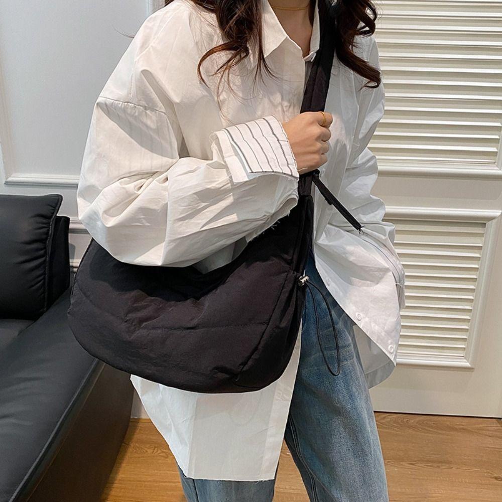 Korean Style Pleated Hand Bag Nylon Fashion Underarm Bag Casual INS Shoulder Bag  Girls
