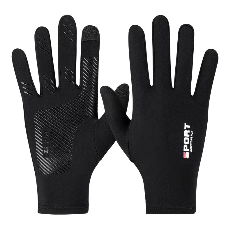 

Летние мужские перчатки из ледяного шелка с защитой от солнца, перчатки для вождения, перчатки для рыбалки, дышащие, противоскользящие, перчатки с полными пальцами, перчатки с сенсорным экраном чёрный