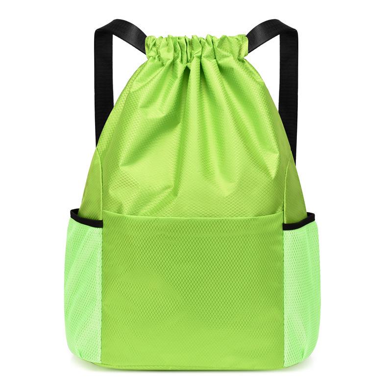 Water-Resistant Foldable Large Capacity Drawstring Sports Backpack with Logo Print for Fitness and Basketball