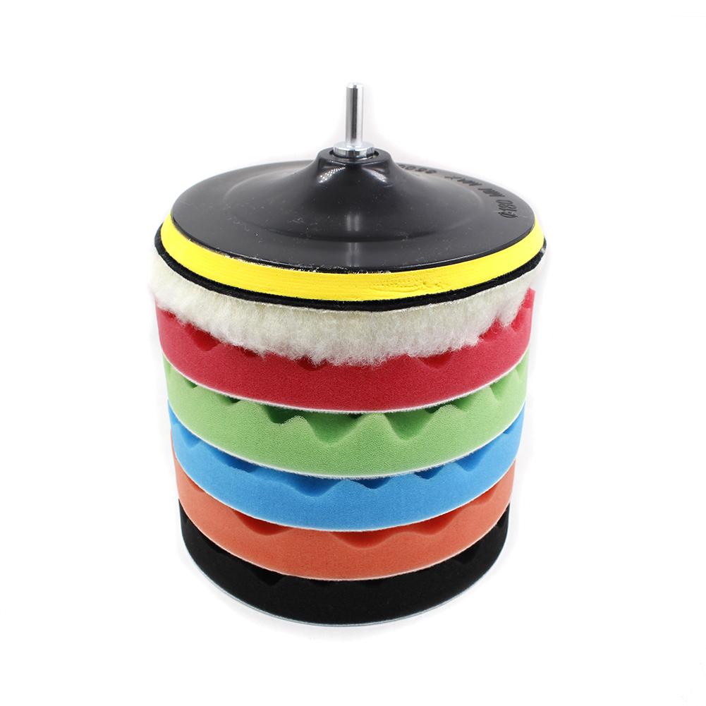 8 Stück/Set Polierpad Auto Schwamm Polierpad Set 3/5/6/7 Zoll Selbstklebend Polieren Wachsen Schwamm Wolle Rad