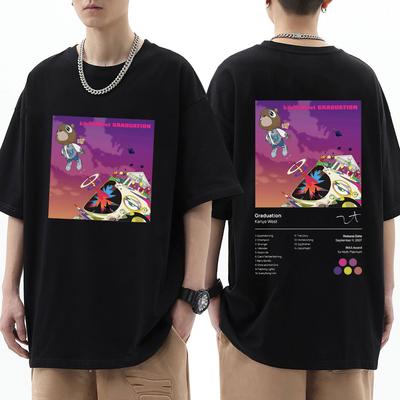 Kanye West Graduation Music Album Print T Shirt Men Women Hip Hop Cotton T-shirt Oversized Summer Fashion T Shirts Streetwear