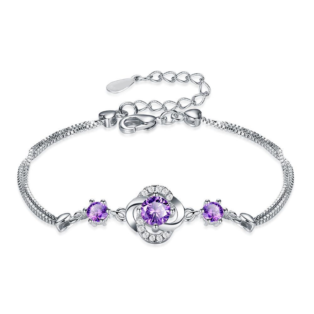 925 Silver Bracelet Four Leaf Clover Flower Bracelet Ladies Fashion Simple Birthday Wedding Anniversary Jewelry Gift