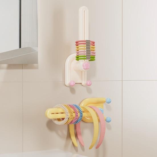 Wall-Mounted Hair Tie Holder Horizontal Vertical Hair Accessories Organizer Adhesive Hair Ties Ropes Bands Organizer for Bathroom Cabinet Bedroom Wall