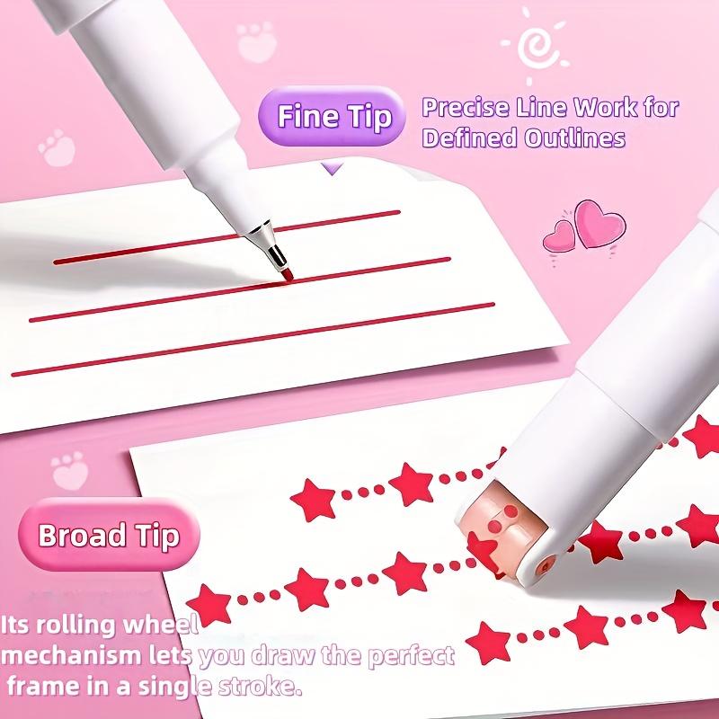 [Floral Outline Pen] Pastel Floral Curve Pen - Smooth Writing Tip, Non-Toxic Water-Based Ink for Scrapbooking, Journaling, Planners, Crafts