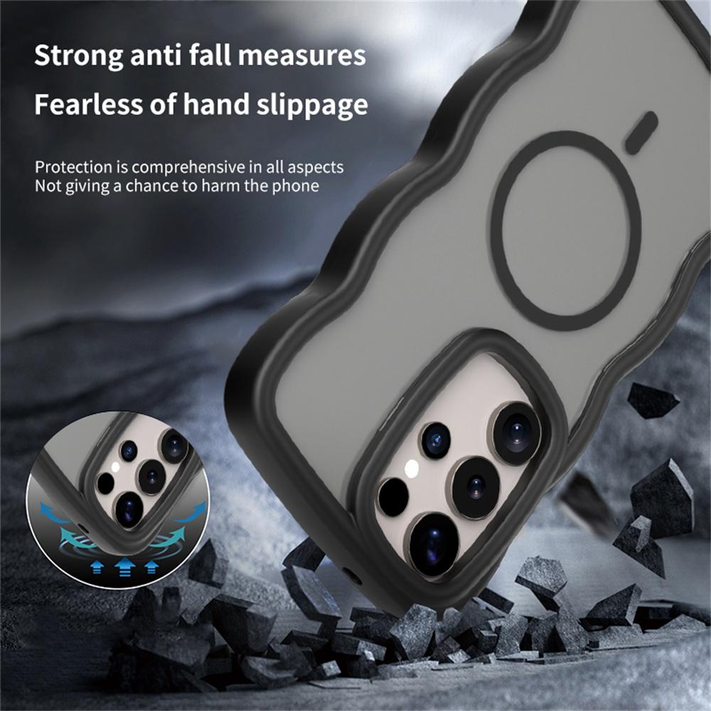 For Samsung Galaxy S24 Ultra Case Compatible with MagSafe TPU+PC Phone Back Cover Skin Touch Wave Shape