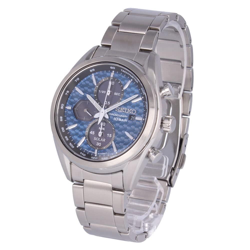 

Seiko Seiko Watch Watch Men S Водонепроницаемые Sun Chronograph Metal Silver Blue SSc801p buSineSS