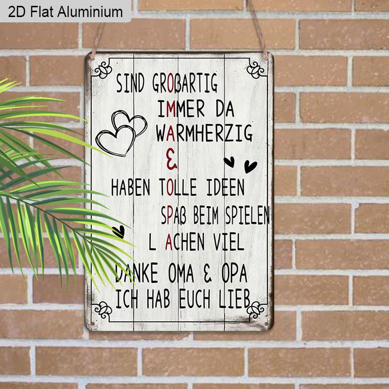 2D Flat 1pc Vintage German Aluminium Wall Art Sign 8x12 Aluminium Rustic Home Decor Heartwarming Family