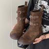 2026 Winter Retro Gürtelschnalle Western Cowboy Stiefel Kurze Motorradstiefel