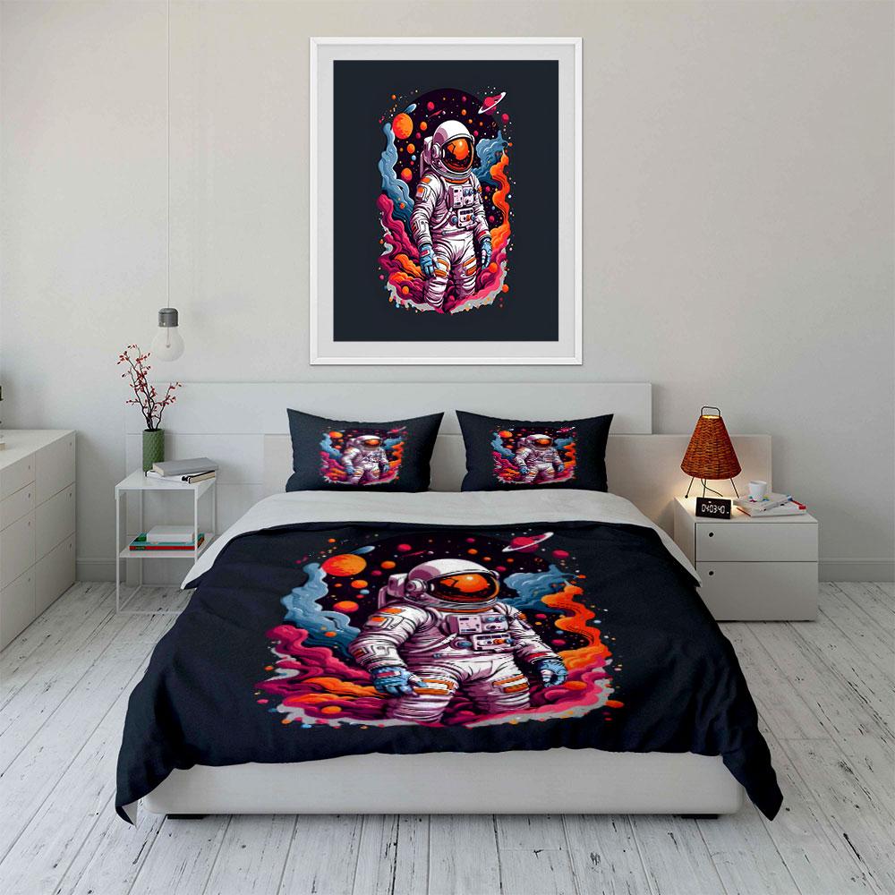 Astronaut, Planets, Swirling Colors. Bedding Sets Duvet Cover Sets Duvet Covers Pillowcases(1*Duvet Cover 2*Pillowcases Without Duvet Insert)