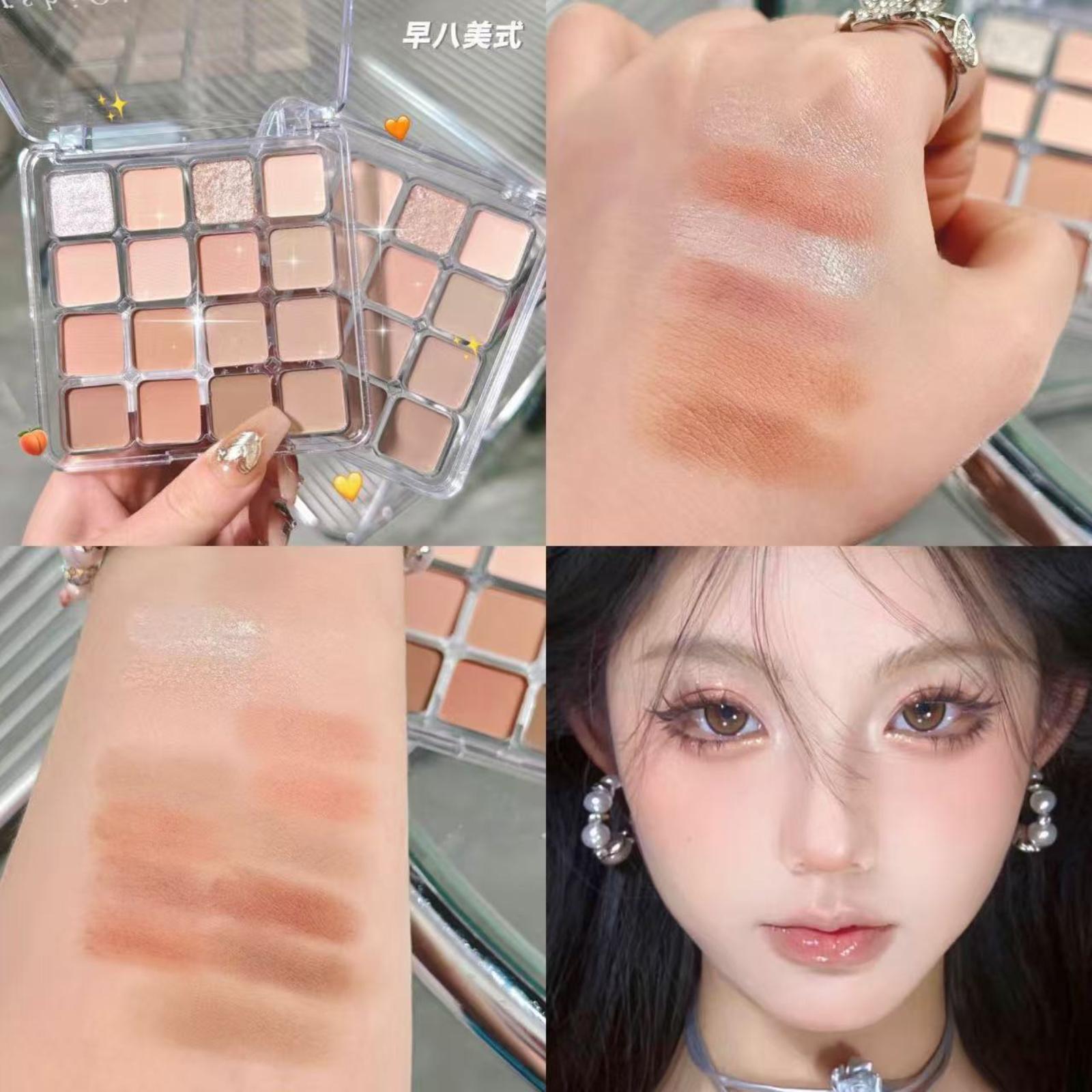 

Korean- Natural-Looking 16-Color Eyeshadow , Brown, Melon Shades Pearl, Blush One Size