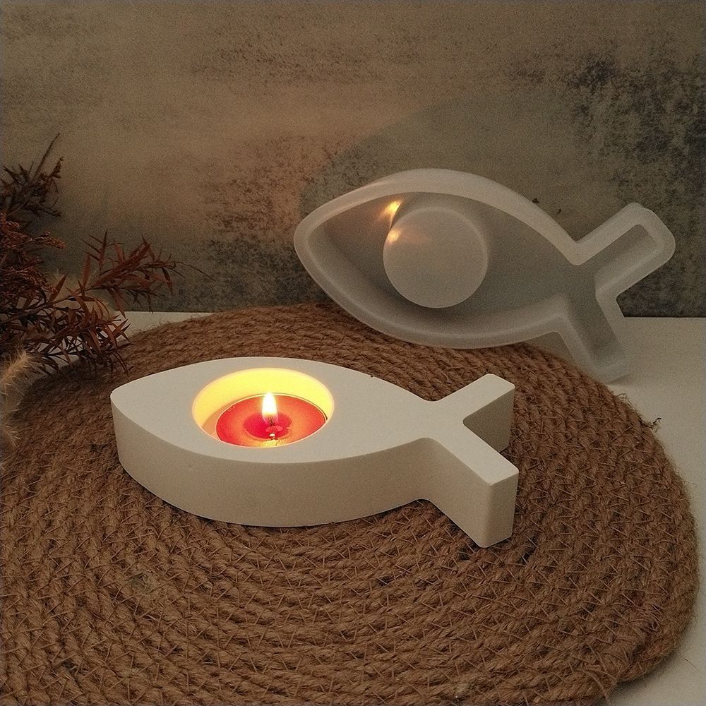Handmade Fish Tea Lamp Silicone Mold Cartoon Fish Candlestick Holder Fish Candle Mold  Soaps Model