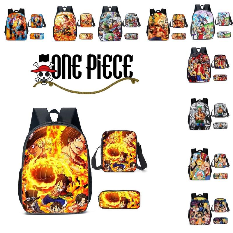 Anime One Piece School Bags Set Large Capacity Oxford Backpack For Kids Cartoon Design Breathable And Waterproof